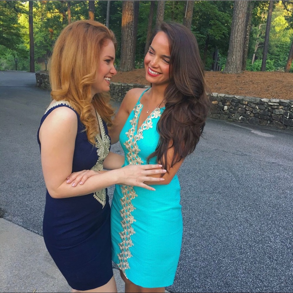 Lilly Pulitzer blue & gold dress. Only worn once.